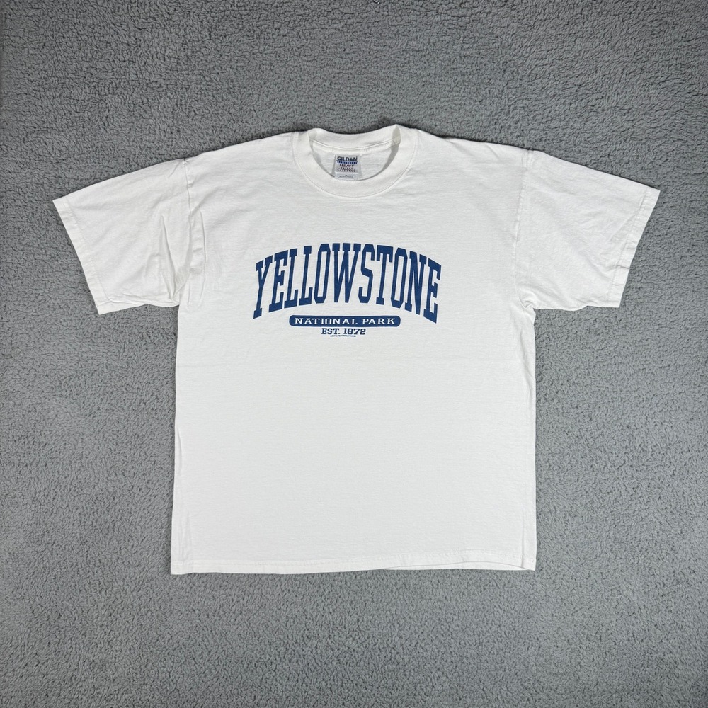 Vintage Yellowstone Spell-Out T Shirt Size XL Nature National Parks Outdoors